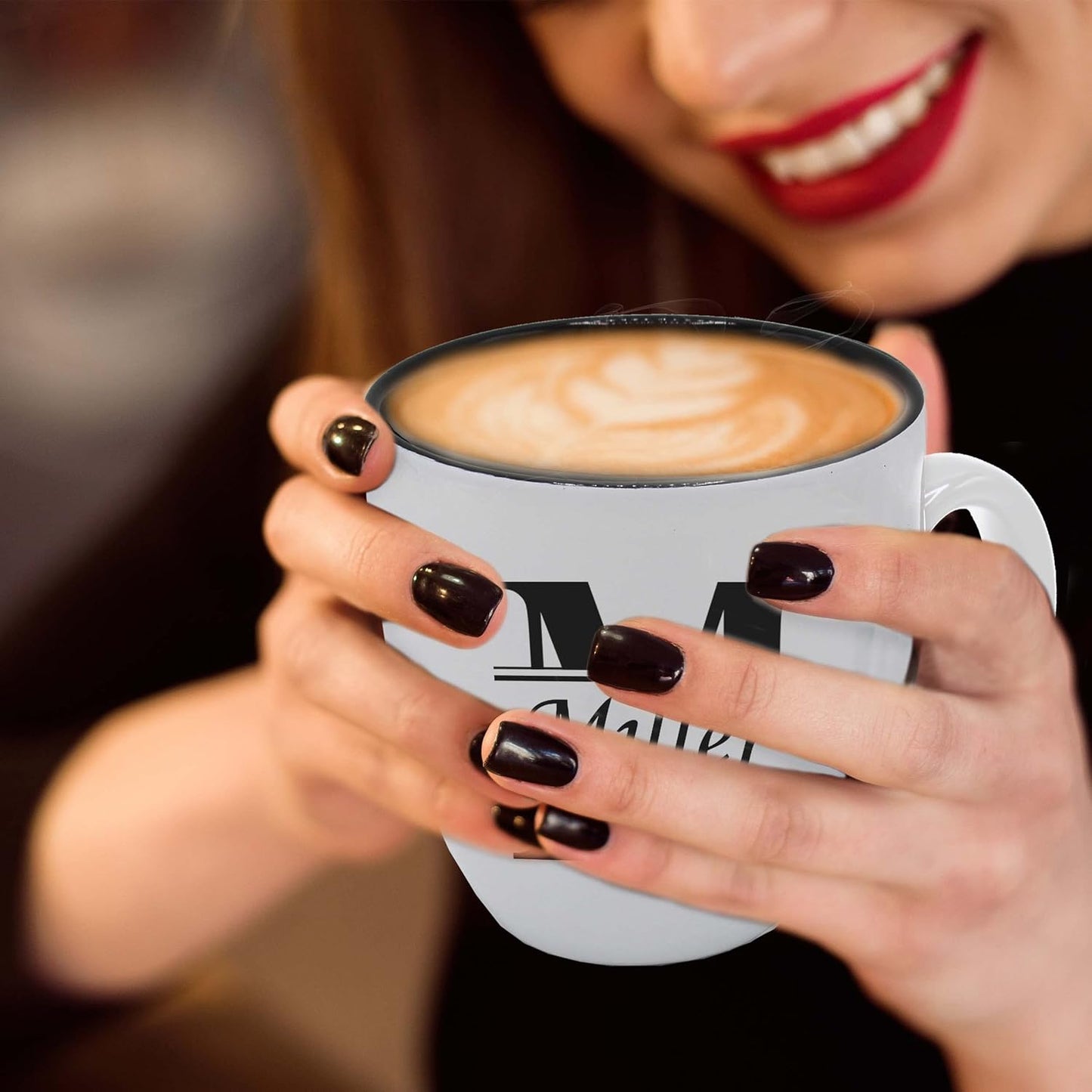 My Personal Memories Custom Monogrammed Coffee Latte Mug and Tea Cup - Personalized and Engraved (White)