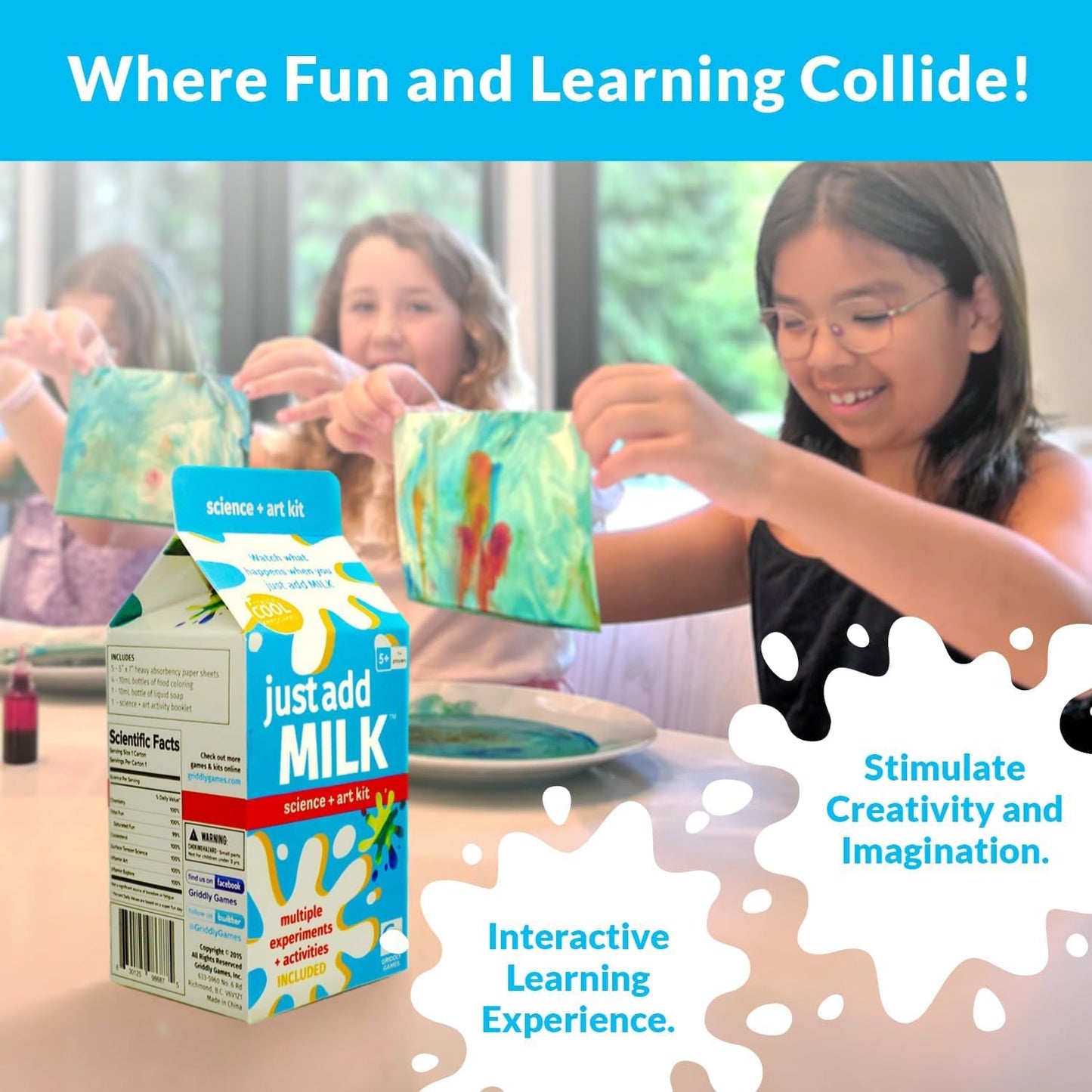 STEM Toys by Griddly Kids – Art & Science Kits for Kids Ages 8-12, STEM Kits for Learning & Education Toys, Chemistry Set for Hands-on Learning, Experiment Kit Gifts for Boys & Girls (Just Add Milk)