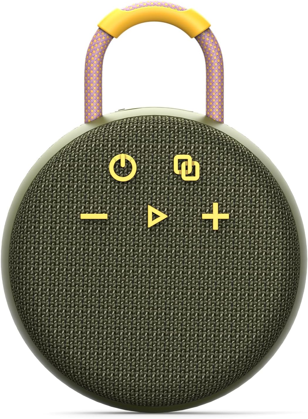 MusiBaby Rugged Mini Clip-On Speaker – BT 5.3, Waterproof Build, Shock-Resistant Rubber Shell, Great for Camping Packs, College Study Corners, or Travel Bags (Green)