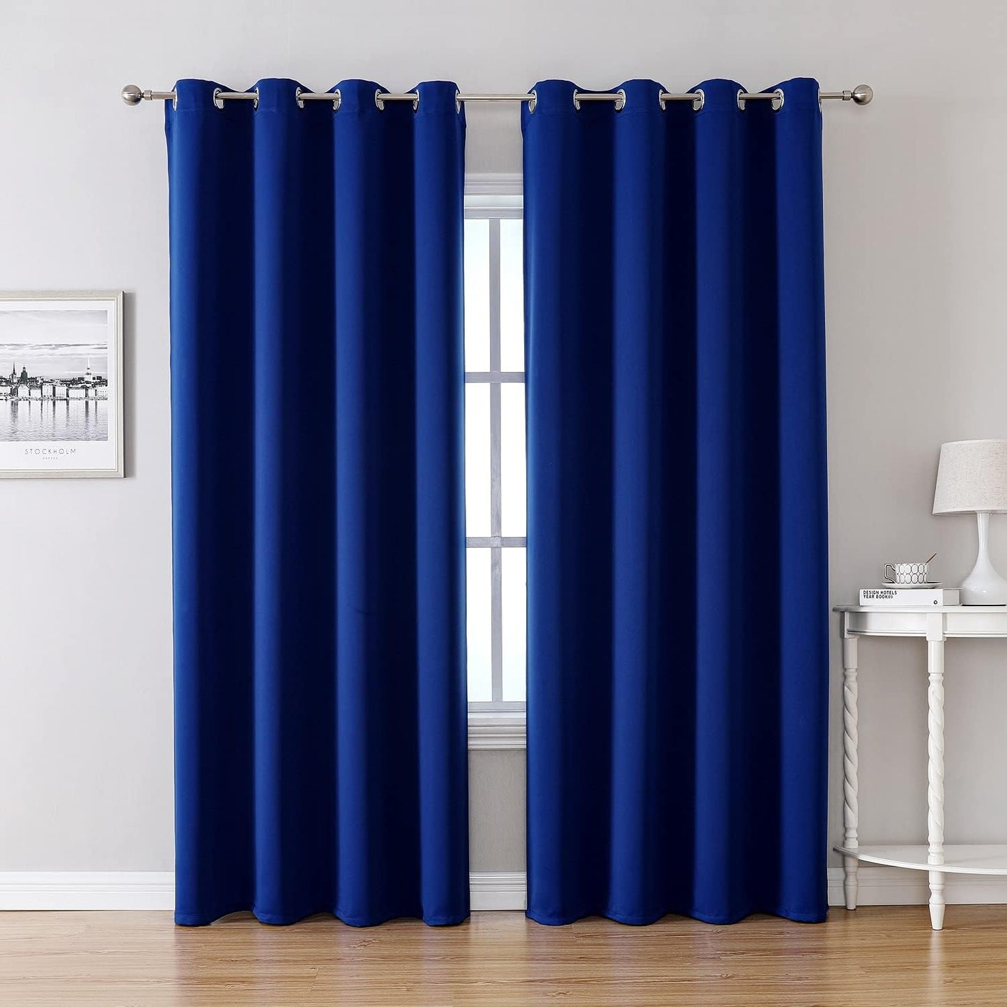 ChrisDowa Grommet Blackout Curtains for Bedroom and Living Room - 2 Panels Set Thermal Insulated Room Darkening Curtains (Royal Blue, 52W x 72L)