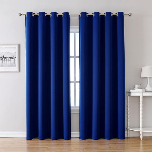 ChrisDowa Blackout Curtains 108 Inches Long 2 Panels Set for Living Room, Grommet Thermal Insulated Room Darkening Curtains for Bedroom (Royal Blue, 52 x 108 Inch)