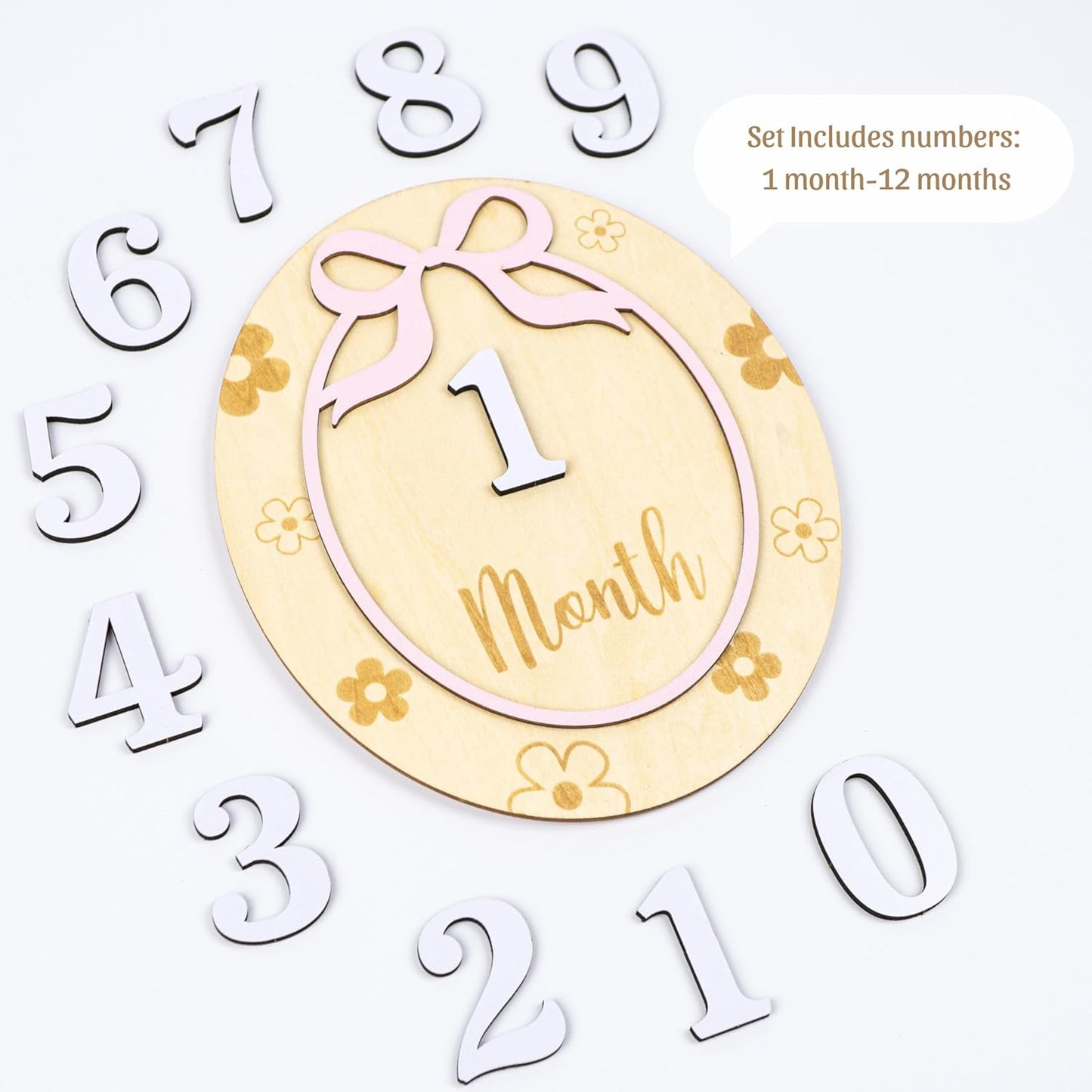 Baby Monthly Milestone Cards - Acrylic Monthly Milestone Discs - Newborn Photography Props to Document Your Baby´s Growth - Baby Announcement Sign (B09)