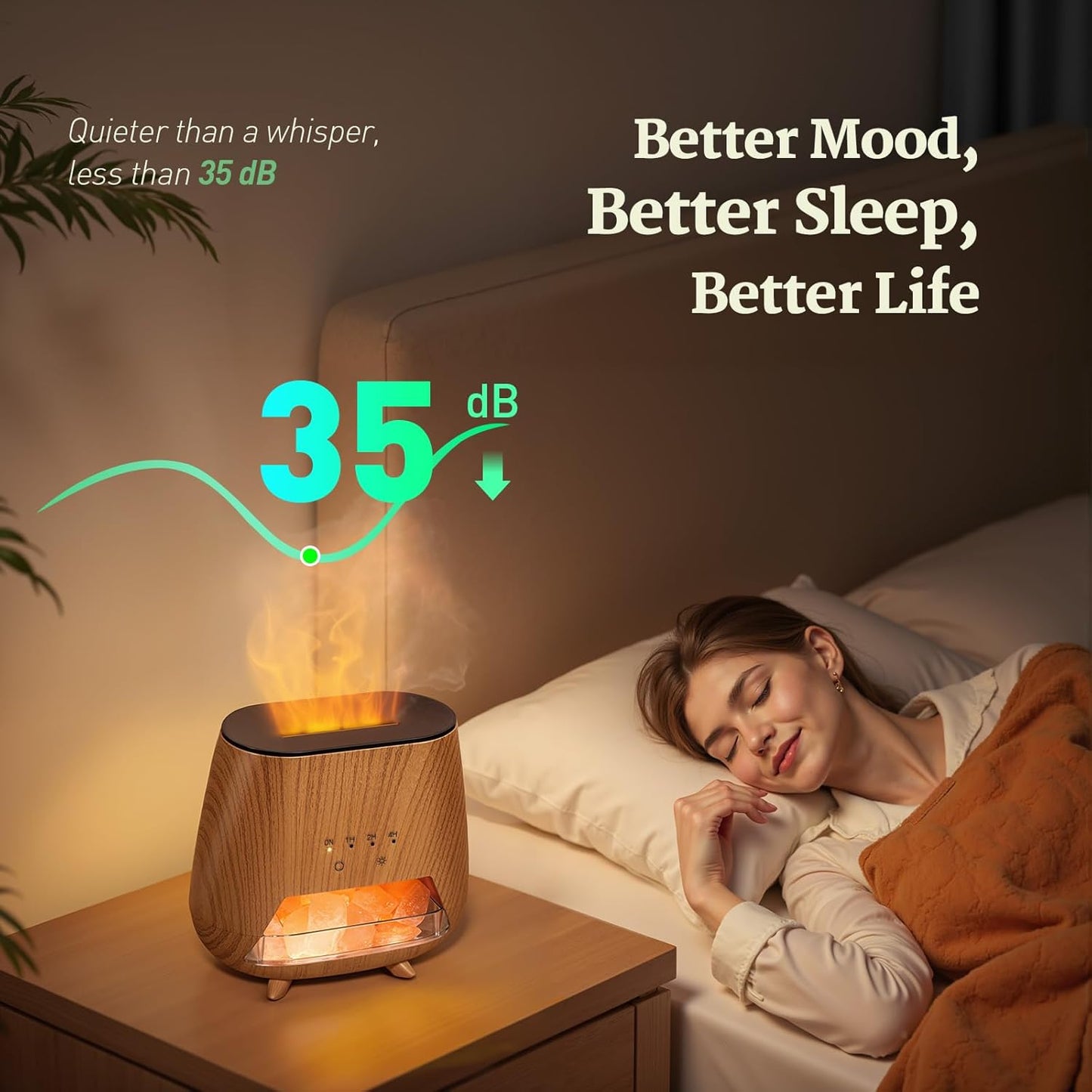 Scent Diffuser Upgraded with 9 Colors LED Light for Bedroom