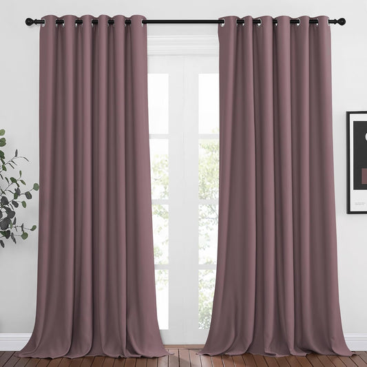NICETOWN Dry Rose Curtain Panels - Home Decoration Thermal Insulated Solid Grommet Blackout Curtains/Drapes for Hall/Sliding Door (80" Wide by 108" Long, Dry Rose, Set of 2)
