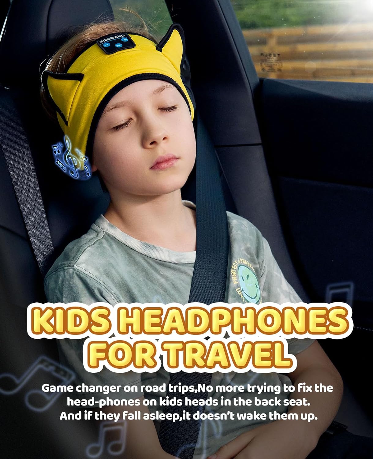 KIDSBAND Kids Headphones, Baby Headphones for Plane, Bluetooth Headphones Headband for Kids with Wired Playback 3.5 MM Jack for School Girls Boys Children,Kindle Tablet Cellphones Airplane Travel