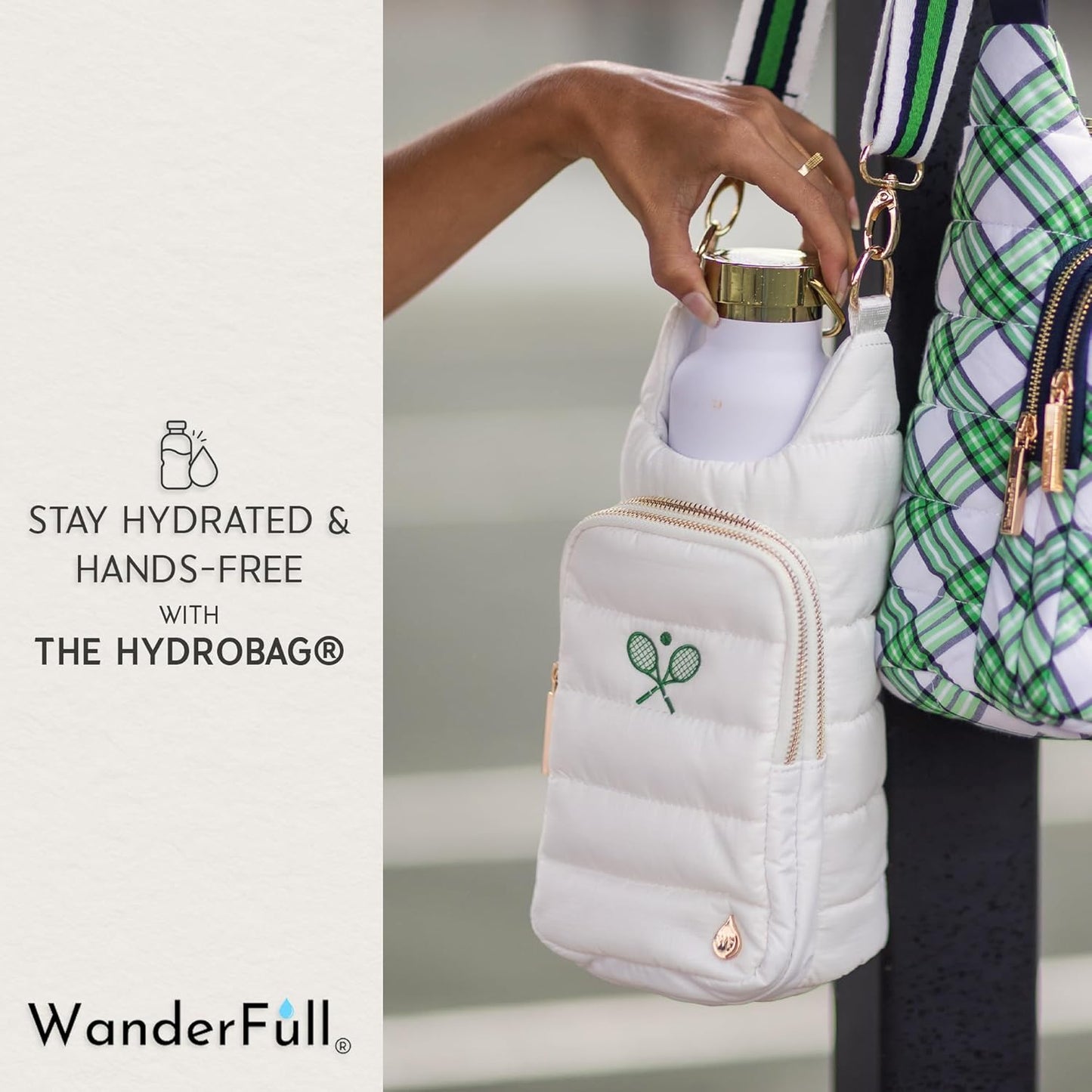 WanderFull® Original HydroBag® Collection, Water Bottle Holder w/Strap & Phone Pocket, Hands-Free Crossbody Water Bottle Bag