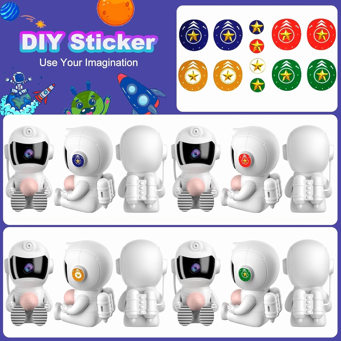 XIAOER Astronaut Galaxy Projector with Moon, Star Projector Night Light for Bedroom, Starry Nebula Space Projector Ceiling Lamp with Timer and Remote Control for Kids Adults