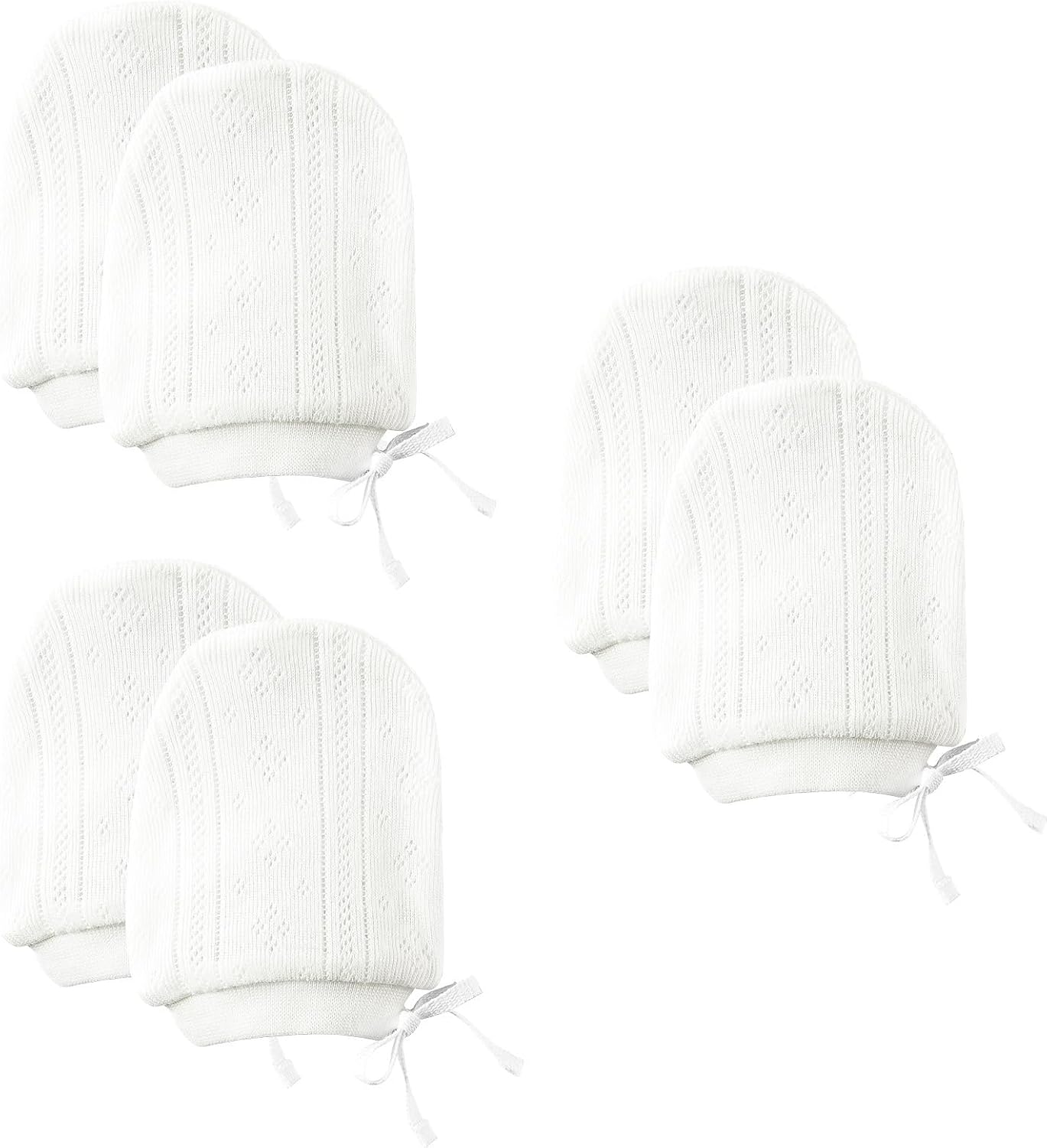 Newborn Mittens No Scratch 100% Organic Cotton 3 Packs Mitts Baby Boy Girl Neutral With String 0-12 months