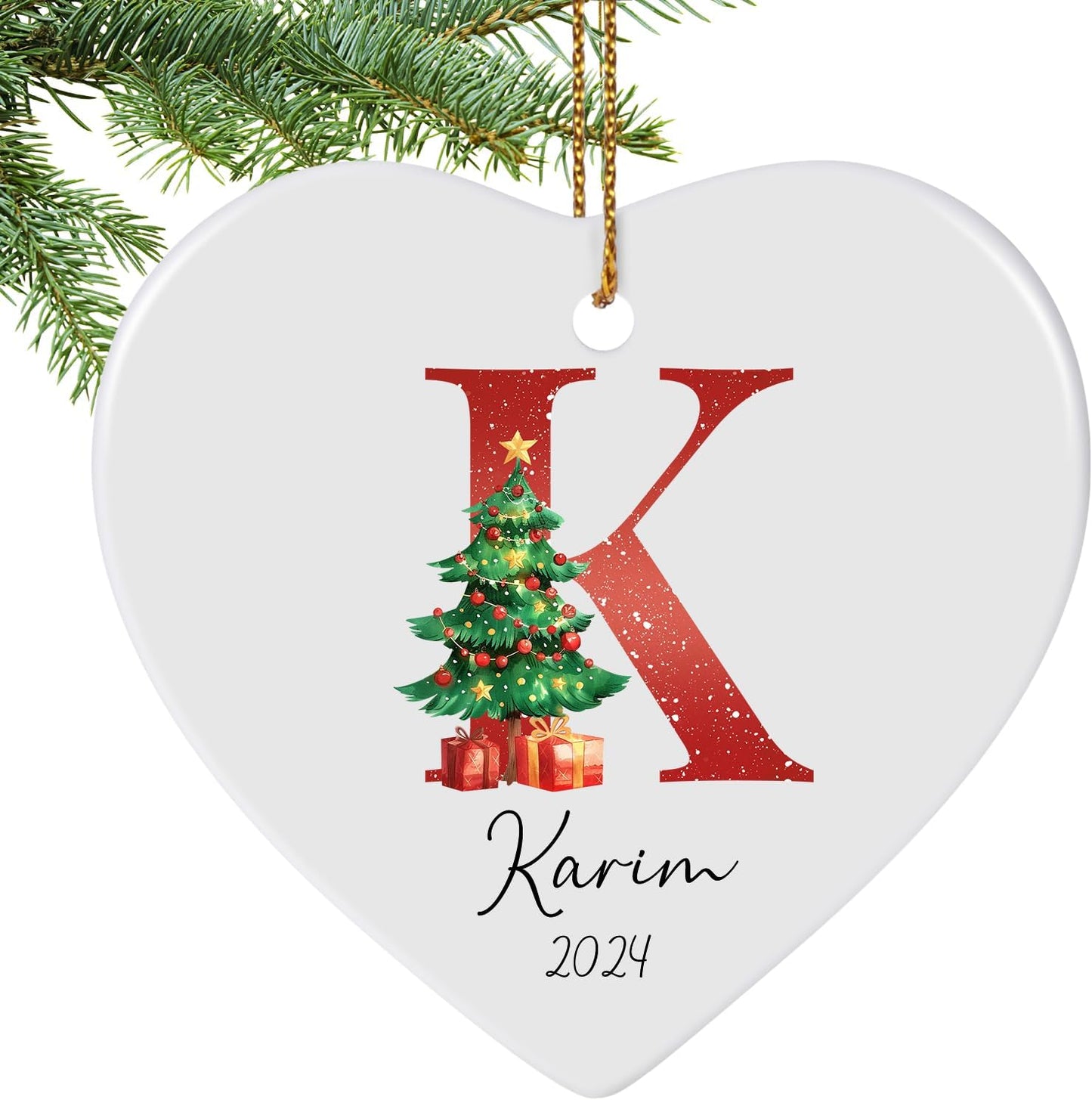 Name Ornaments for Christmas Tree, Personalized Christmas Ornaments, Custom Initial A-Z Monogram Ceramic Ornament 2025, Customized Gifts, Stocking Name Tags