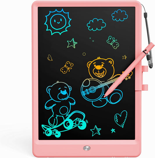 Bravokids Toys for 3 Years Old Girls Boys, LCD Writing Tablet 10 Inch Doodle Board, Electronic Drawing Pads, Educational Birthday Gift for 3 Years Old Kids Toddler (Light Pink)