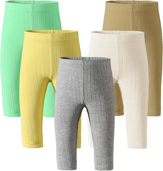 Newborn Toddler Baby Girl Pants Leggings Ribbed Straight Flare Infant Girl Pants Leggings Bell Bottoms 5 Packs