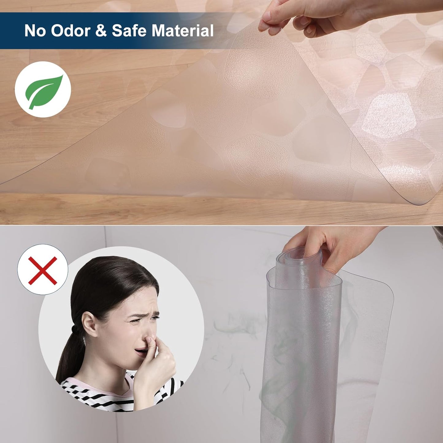 Clear Area Mat for Hard Floors，5'×7' No Slip Vinyl Floor Mats for Under Dining Table, Pebble Patterned Waterproof Rug Protector for High Traffic Areas, Pet Litter Mat