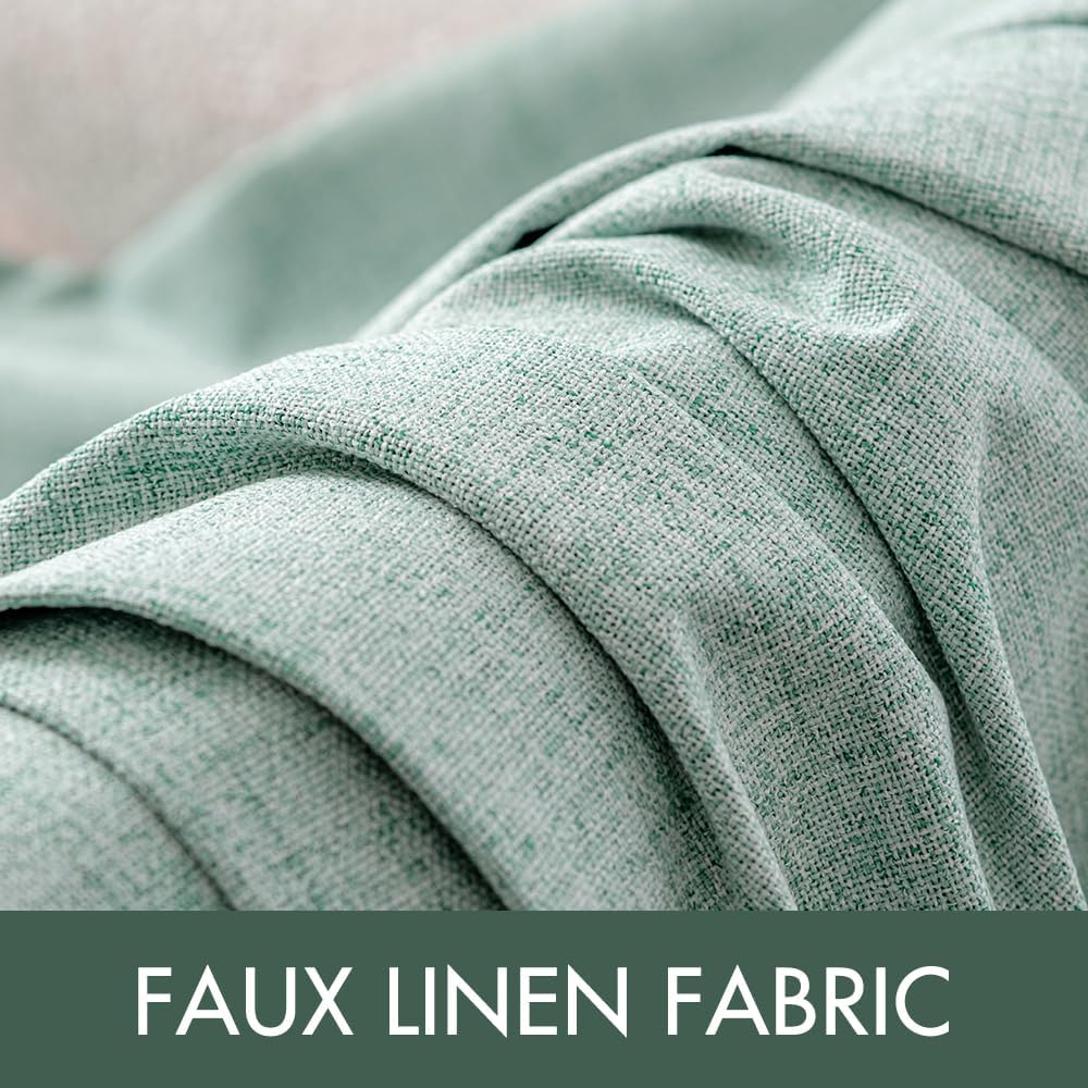MIULEE Linen Texture Curtains for Bedroom Solid 100% Blackout Thermal Insulated Seafoam Green Curtains Grommet Room Darkening Drapes for Living Room Nursery 52x84 Inch (2 Panels)