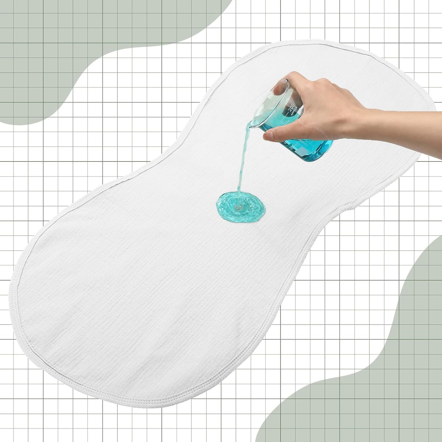 3 Pcs Changing Pad Liners Fits in Peanut Shape Changing Pad Waterproof Diaper Mats Organic Cotton Peanut Mats are Warm on a Baby's Back, Washable Reusable(Simple Style,White)