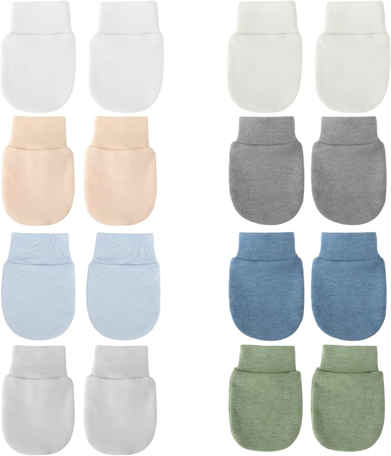 BQUBO Newborn Infant Toddler Mittens No Scratch Cotton Elastic Wrist Gloves Hypoallergenic for 0-6 Months Baby Boys Girls