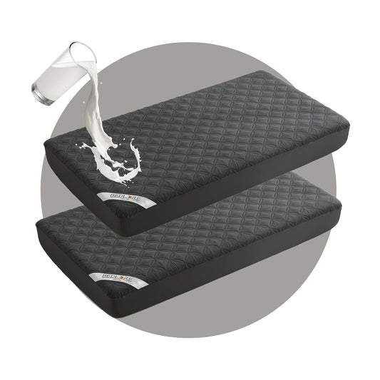 BEDLORE Waterproof Mattress Protector Crib, 2 Pack Soft Gray Mattress Pad, Noiseless Machine Washable Mattress Cover, Ultimate Protection for Your Baby's Crib Toddler Bed (52''x28'')