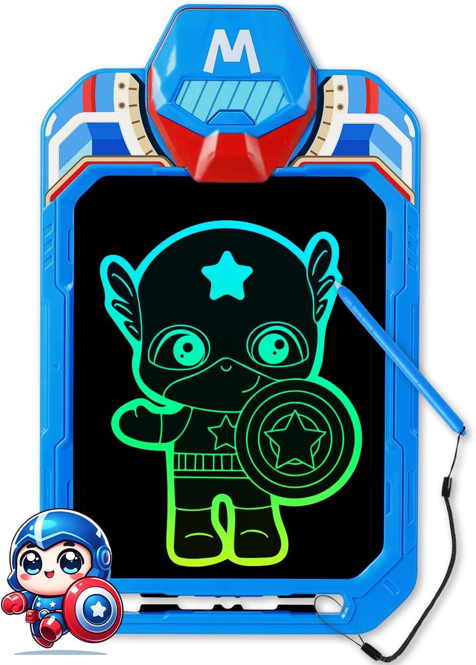 LCD Writing Tablet for Kids 10 Inch Mech Iron Hero for Toddler 2 3 4 5 6 - Paint, Doodle Board, Drawing Pad - Travel Toys, Road Trip Car Activities, Birthday Christmas Gift Boys & Man