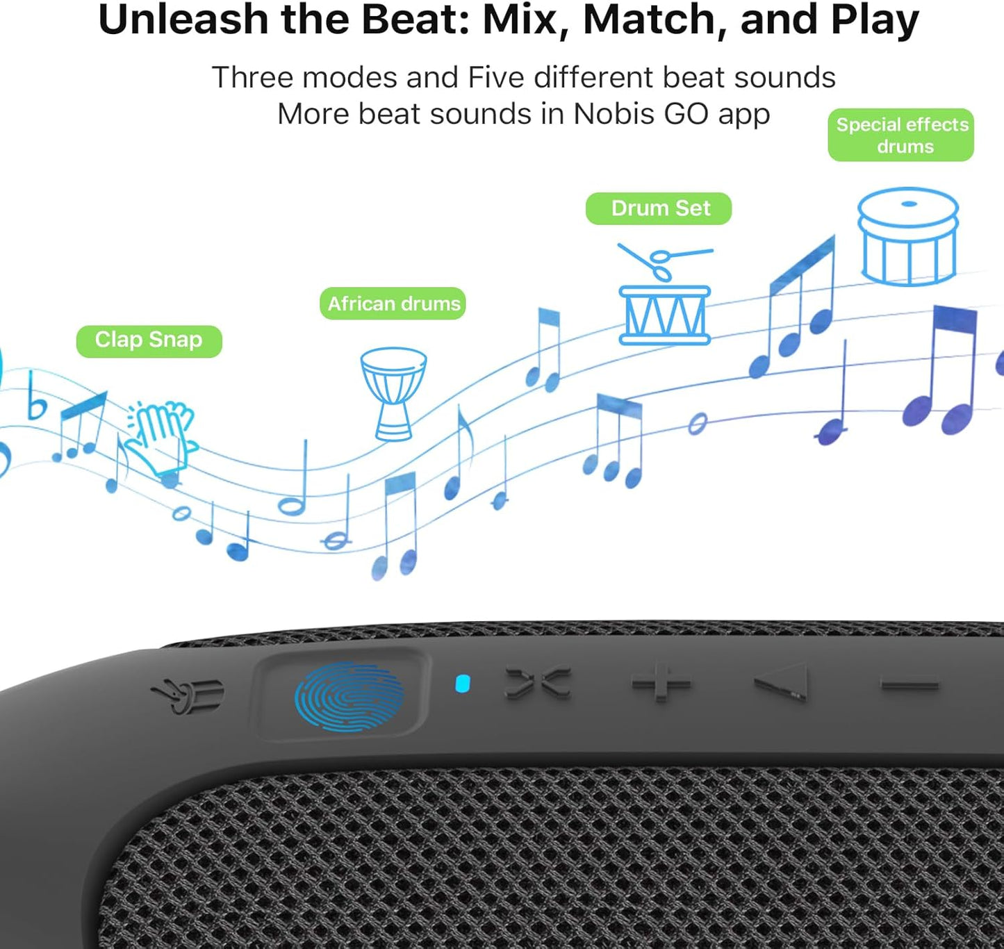 NOBIS Clip N1 Portable Bluetooth Speaker with App, Beat Mode, Up to 24H Playtime, IP68 Waterproof, BT 5.3, HD Sound, Stereo Pairing, Custom EQ, Perfect for Outdoor, Home and Adventure (Black)