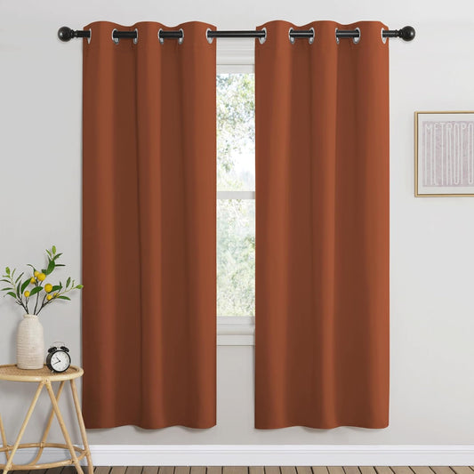 NICETOWN Blackout Window Curtains 72 inches Long, Thermal Insulated Grommet Room Darkening Window Treatments for Bedroom/Living Room, Burnt Orange, Set of 2, W37 x L72