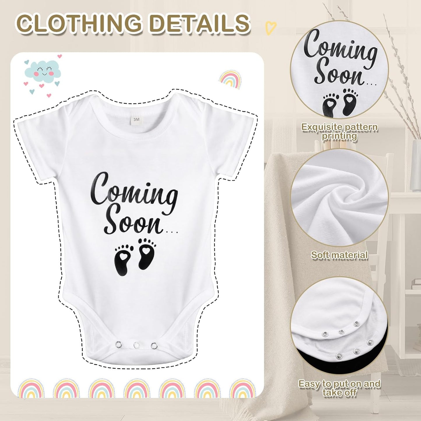 9 Pcs Pregnancy Announcement Set Pregnancy Reveal Ideas Felt Letter Board Baby Bodysuit Booties Photo Frame Bear Plush Wood Blocks for Coming Soon Baby Announcement(Black)