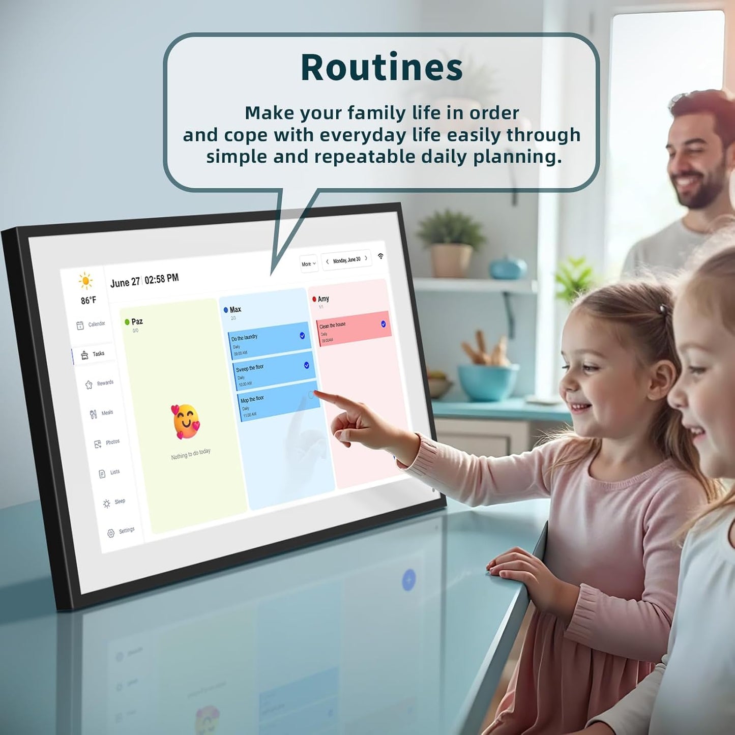 21.5 Inch Digital Calendar, WiFi Smart Electronic Calendar & Chore Chart, 1920 * 1080 IPS Touch Screen HD Display for Family Schedules, Streamline Household Organization, Wall Mount Included