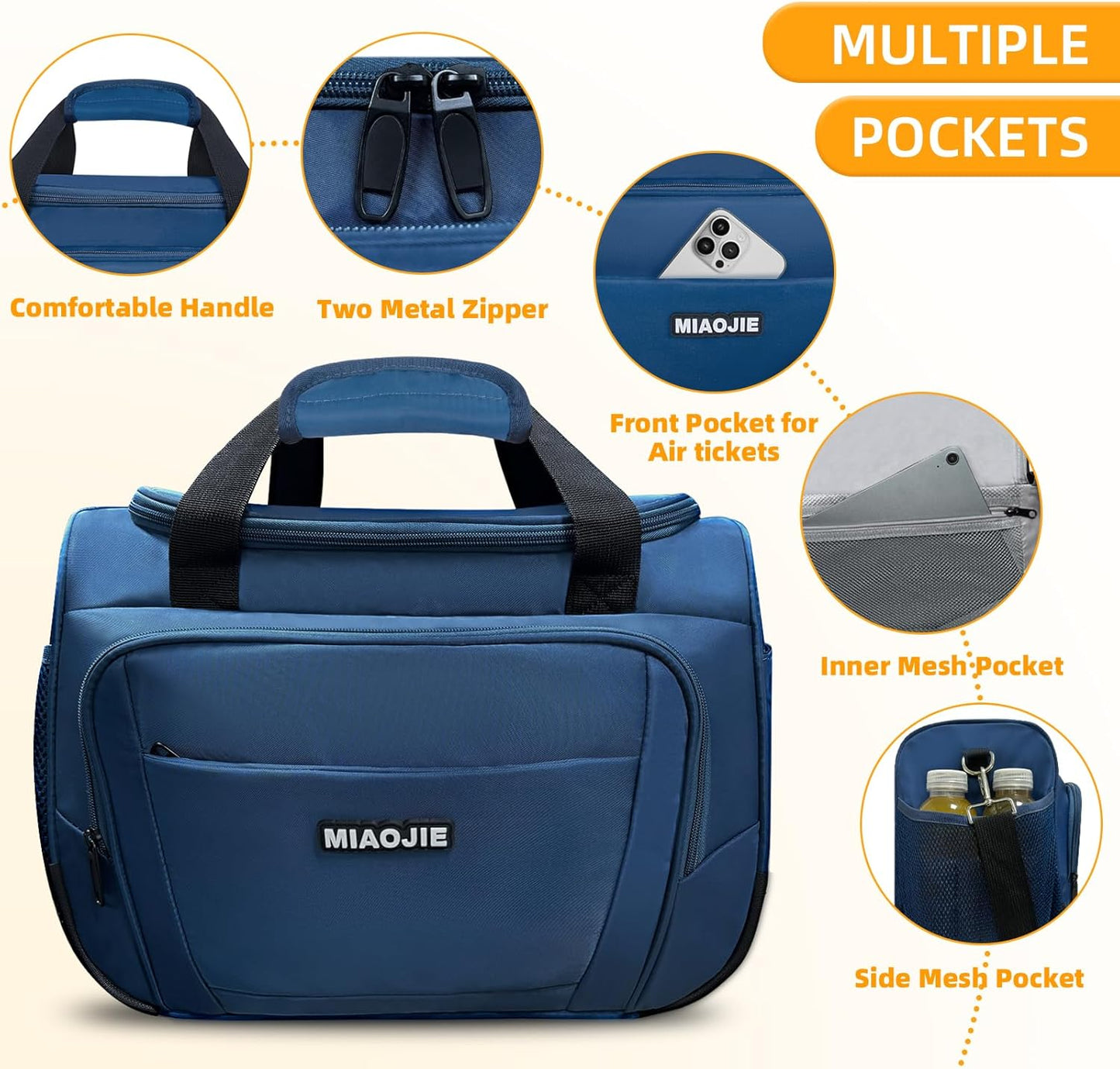 Underseat Carry On Luggage Lightweight Travel Tote Weekender Bag Overnight Duffle Bag for Travel, Travel Essentials Personal Item Travel Bag for Women and Men,Blue-18Inch