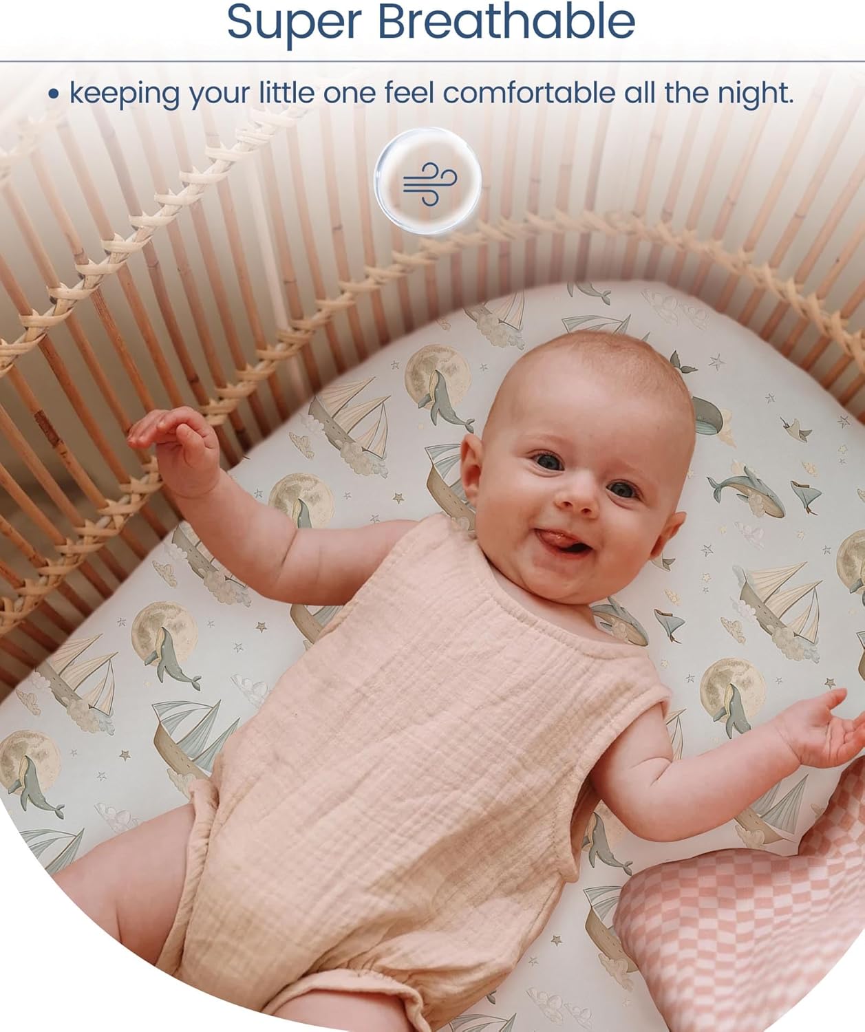 Bassinet Sheets for Baby Boy Girl, TotBasic Buttery Soft Universal Bassinet Fitted Sheet, Compatible with Halo, Mika Micky, Baby Delight, Dream On Me, Maxi COSI & More Bassinet Mattress