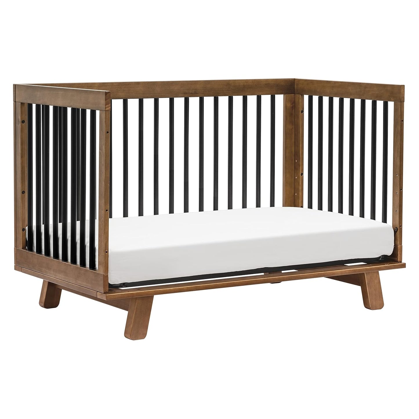 babyletto Hudson 3-in-1 Convertible Baby Crib with Toddler Bed & Daybed Conversion - Durable and Easy to Assemble - GREENGUARD Gold Certified with 4 Adjustable Mattress Heights - Natural Walnut/Black