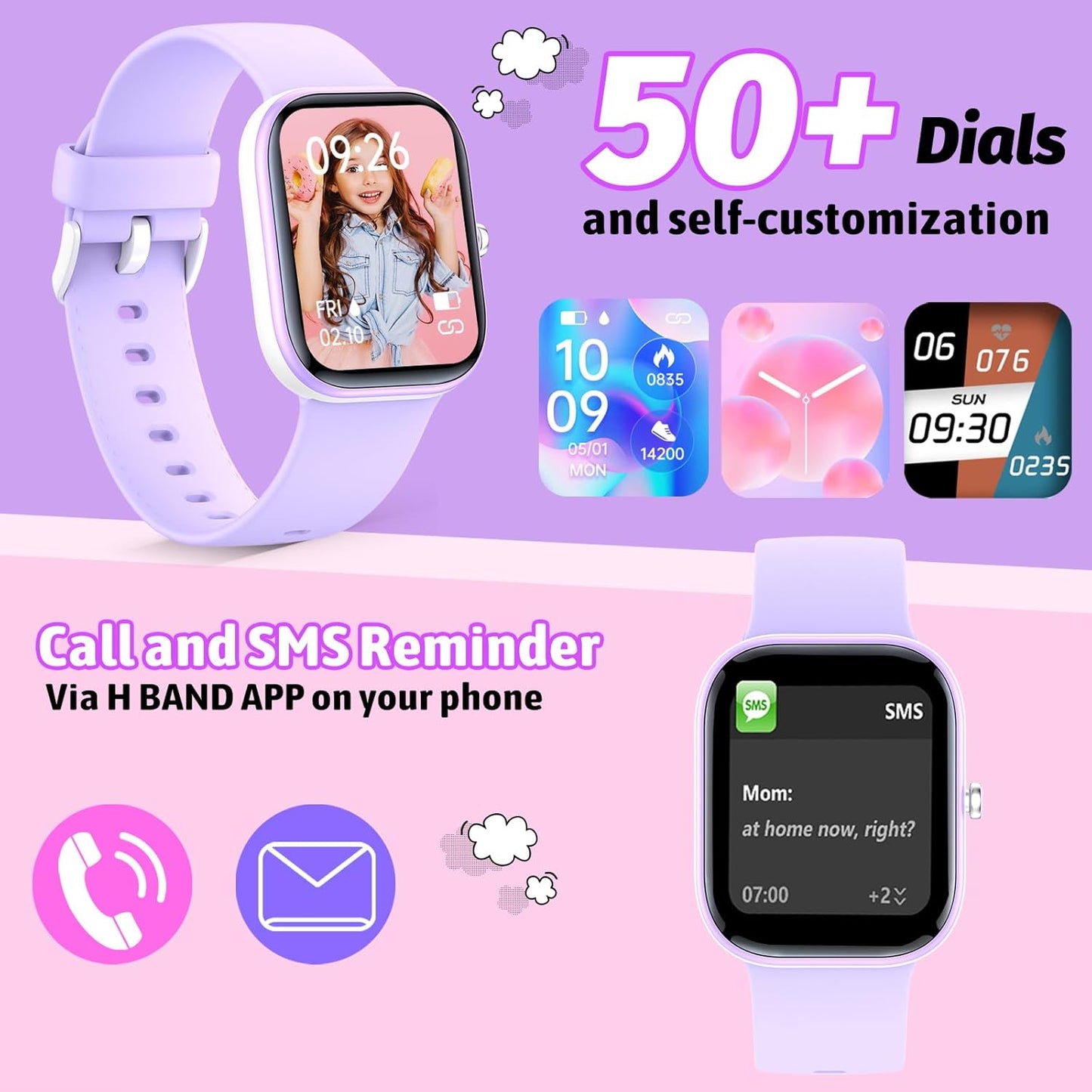Smart Kids Watch with Fitness Tracker No Phone/APP Needed,19 Sport Mode,1.5" DIY Dial,IP68 Waterproof,Sleep Monitor,Pedometers,Heart Rate,Great Birthday Gift for Boys Girls Teens 6-14 year Olds