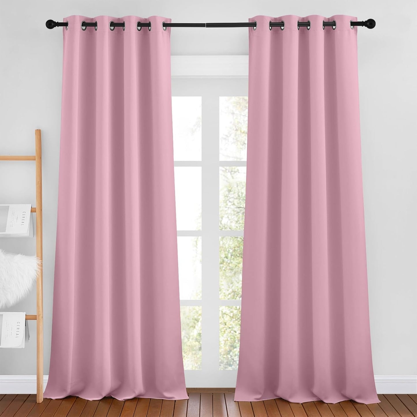 NICETOWN Crystal Pink Room Darkening Curtain Panels - Window Treatment Thermal Insulated Grommet Room Darkening Curtains/Drapes for Bedroom (2 Panels, 46 by 96)
