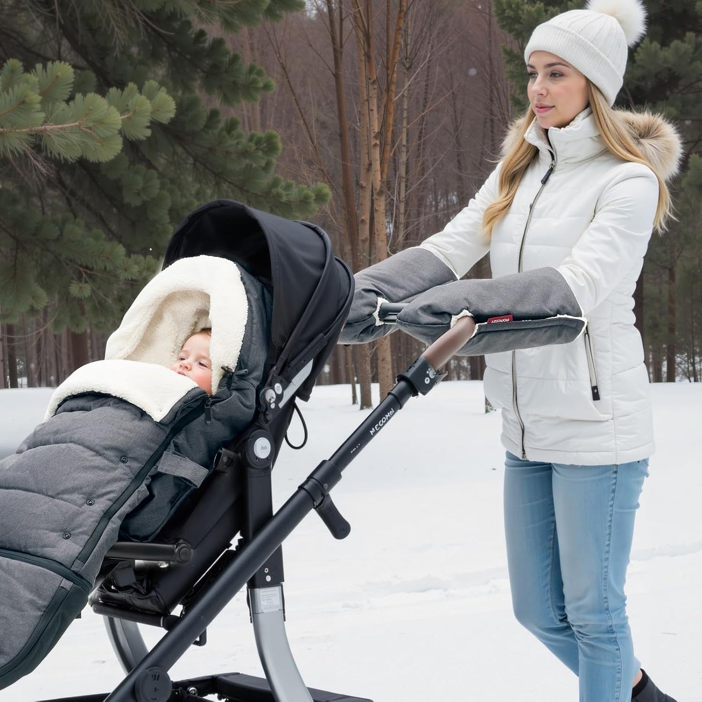 Momcozy Stroller Gloves Warmmuffs | Universal Winter Anti-Freeze Stroller Mittens | Winter Handmuff Stroller Accessories | Ultra-Plush,Weather-Proof | Foldable Adjustable | Shopping Golf Pet Cart