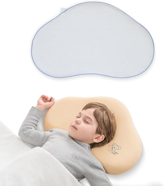 Reidio 1pc Toddler Silicone Pillow Breathable Toddler Pillow with Removable Cotton Pillowcase Kids Pillows for Sleeping Machine Washable (Blue, H1)