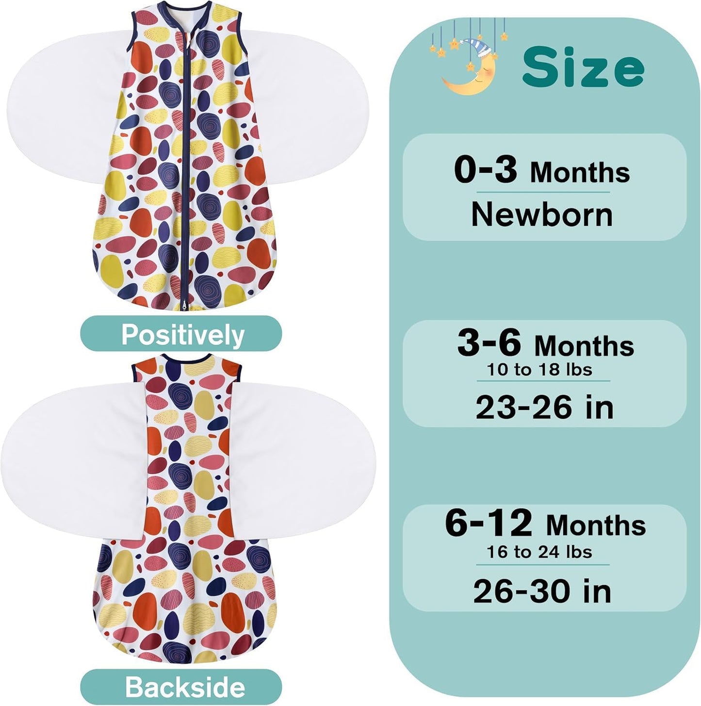 Newborn Sleep Sack Baby Swaddle,3-Way Adjustable Wearable Blanket,100% Rayon Cotton Swaddling Sleeping Bag，TOG 0.5 (Leopard & Cobble, 6-12 Months)