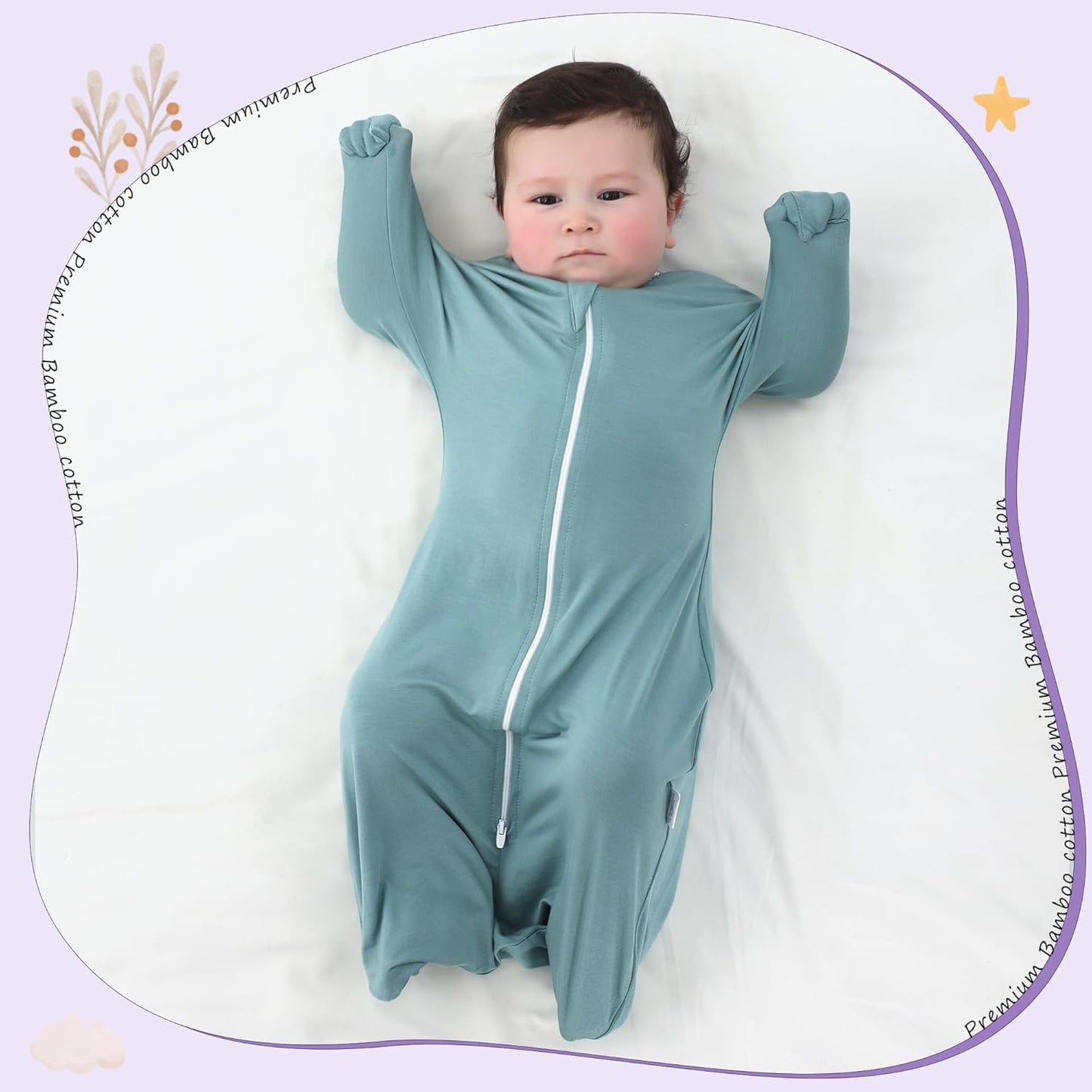 PuppyPaws Baby Sleep Sack 2-Pack Set, Transitional Swaddle, Sleep Sack 6-9 Months, Wearable Blanket Baby with 2-Way Zipper Summer, 95% Rayon derived from Bamboo, 5% Spandex