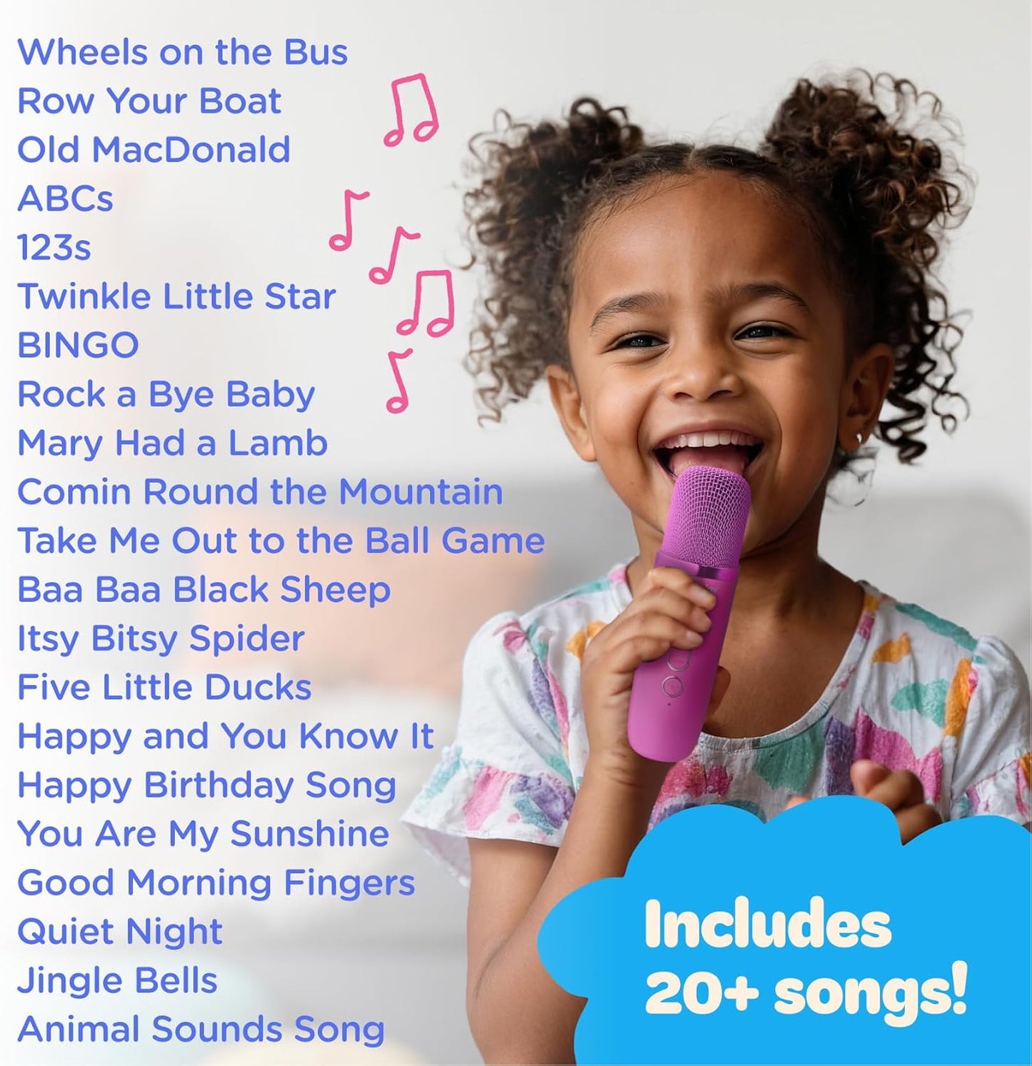 Move2Play, Karaoke Machine for Kids | Includes 20+ Kid Songs | 2 Microphones | Connect with Bluetooth | 3, 4, 5, 6, 7+ Year Old Gift | Toy for Girls, Boys, & Toddler | Birthday Present