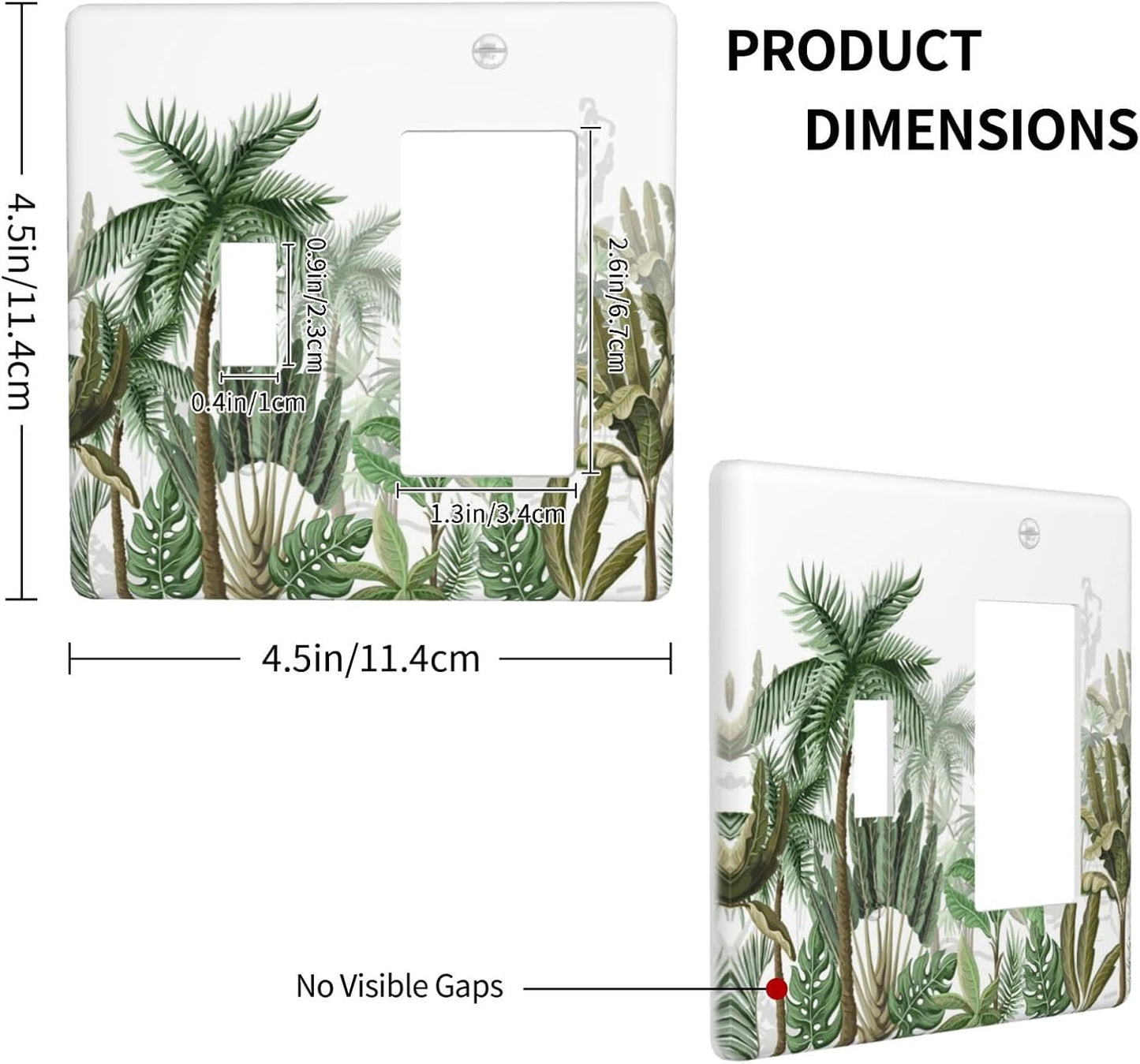 Palm Tree Banana Leaf Green Rainforest Natural Landscape Outlet Covers 1 Toggle 1 Rocker Combination Decorative Wall Plate Electrical Switch Plates Light Switch Cover Plate for Bed Room Living Room