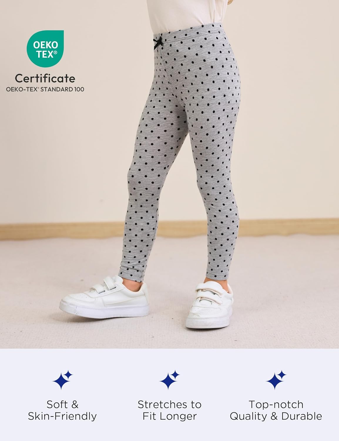 Toddler Girls Leggings 2-Pack Bamboo Viscose Little Girls Casual Stretch Pants