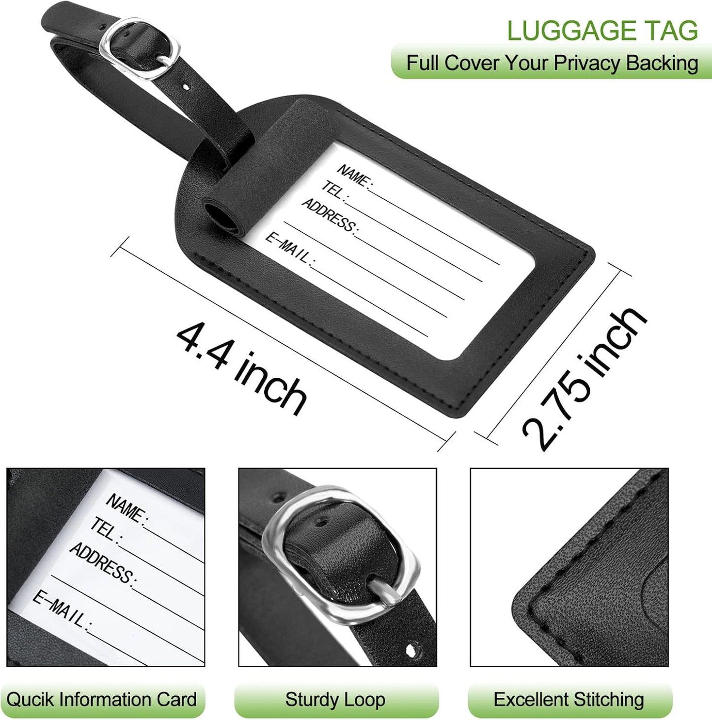 Passport Holder With Luggage Tag Cover Wallet RFID Blocking Leather Case Travel Essentials Accessories Travel Must Have(114#Black)