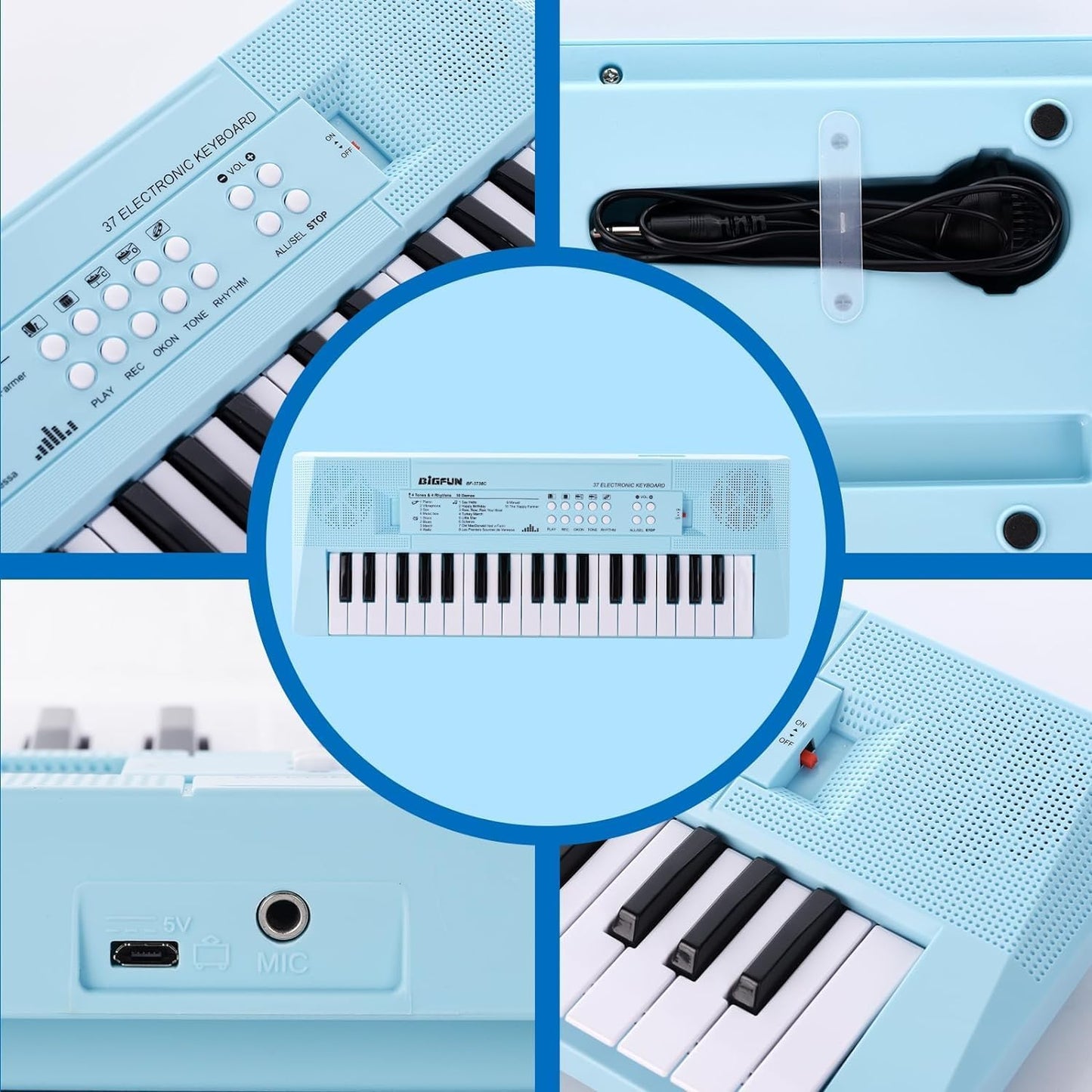 Kids Piano Keyboard, 37 Keys Portable Music Keyboard Early Learning Educational Electronic Music Piano Instrument Toys for 3 4 5 6 Year Old Boys and Girls (Blue)