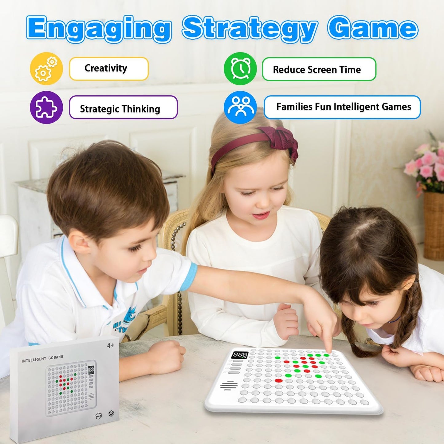 Dollox Kids Smart Chessboard Games, Built-in 9 Strategy Board Games Toys 5 in a Row Game, 4 in a Row, Tic Tac Toe, Memory Master AI Electronic Smart Board Game for Travel Party Family Night Gifts