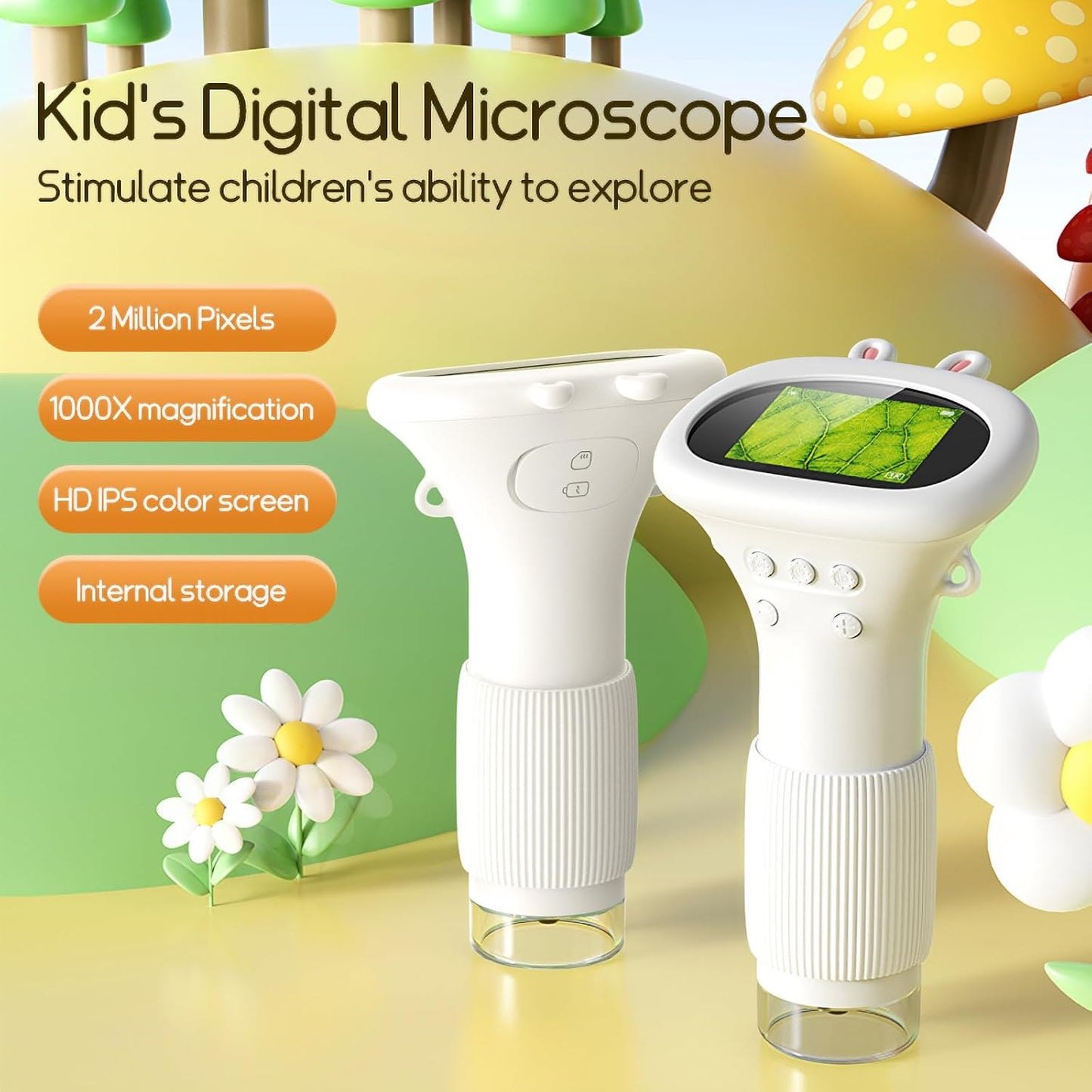 Microscope for Kids - Portable Handheld Magnifying Glass for Girls | Mini Digital Microscope for Boys Educational Science Toys | Age 3 4 5 6 7 8 9 10 11 Years Old Kids Christmas Birthday Gifts