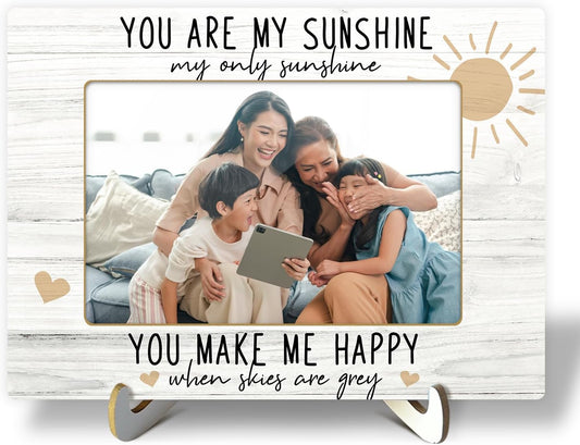 CMHIE Wood Picture Frame with stand, Gift for Family Mom Boy Girl Son Daughter, You are My Sunshine Picture Frame Display 4x6 Horizontal Photo for Tabletop, Home Shelf Table Decorative Supplies -25