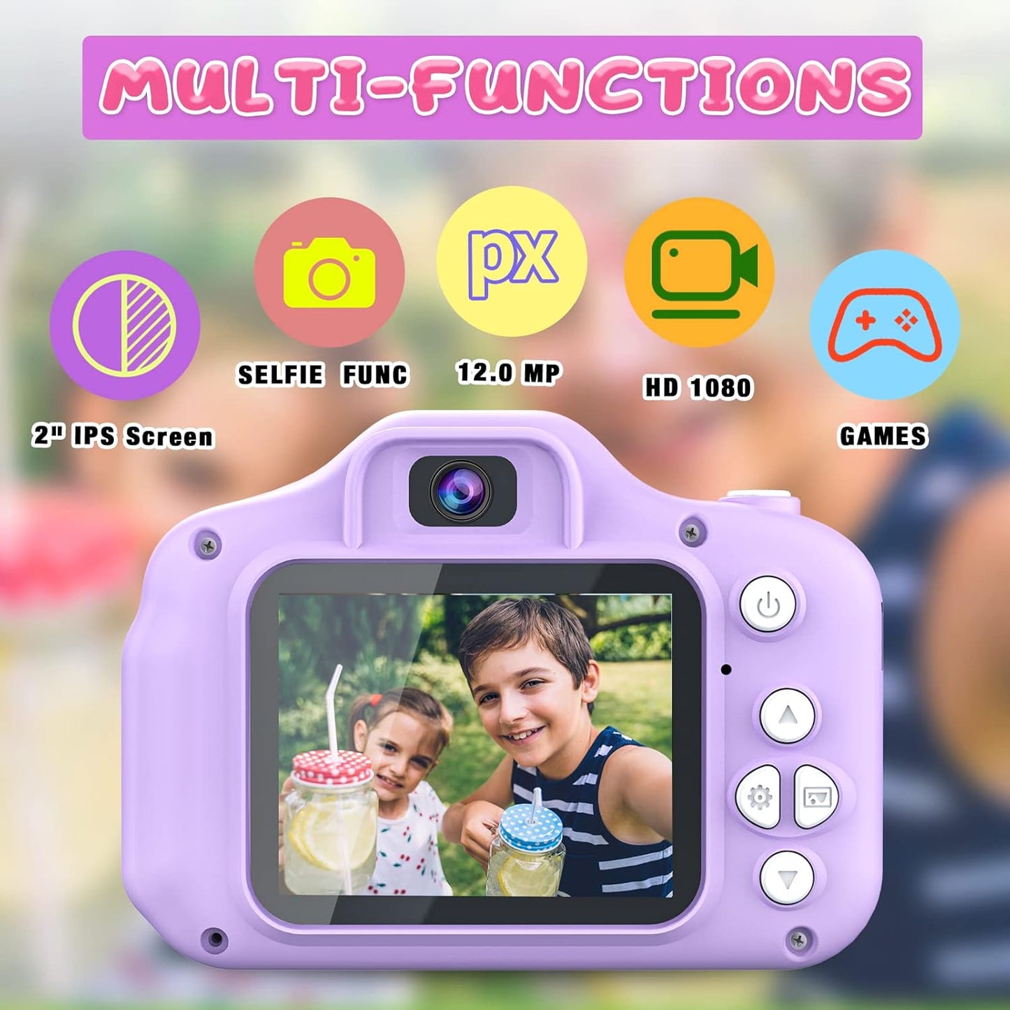 Upgrade Kids Selfie Camera, Christmas Birthday Gifts for Girls&Boys Age 3-9, HD Digital Video Cameras for Toddler, Portable Toy for 3 4 5 6 7 8 Year Old Girls&Boys with 32GB SD Card (Purple