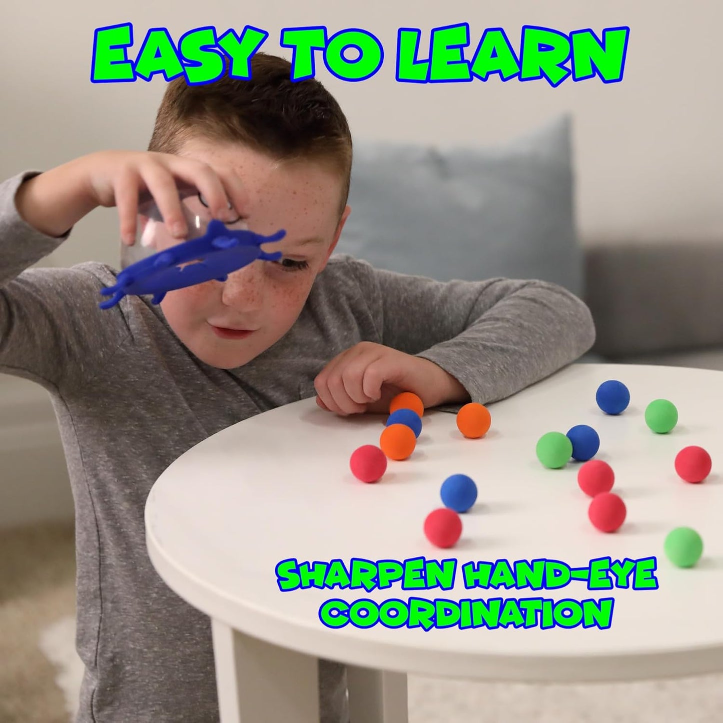 Funwares Colorful Squid Squish: Fast-Paced Floor Game for Kids, Interactive Learning, Hand-Eye Coordination, Counting and Color Game, Active Play, 2-4 Players, Ages 4-8 - (32 Spare Balls)