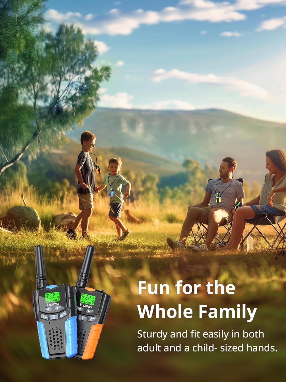 Walkie Talkies for Kids Rechargeable,Toys for Boys and Girls Ages 3-12, 2 Pack Long Range 2-Way Radios, Birthday Gifts,Christmas Stockings, Outdoor Play, Family Games, Hiking Camping Gear