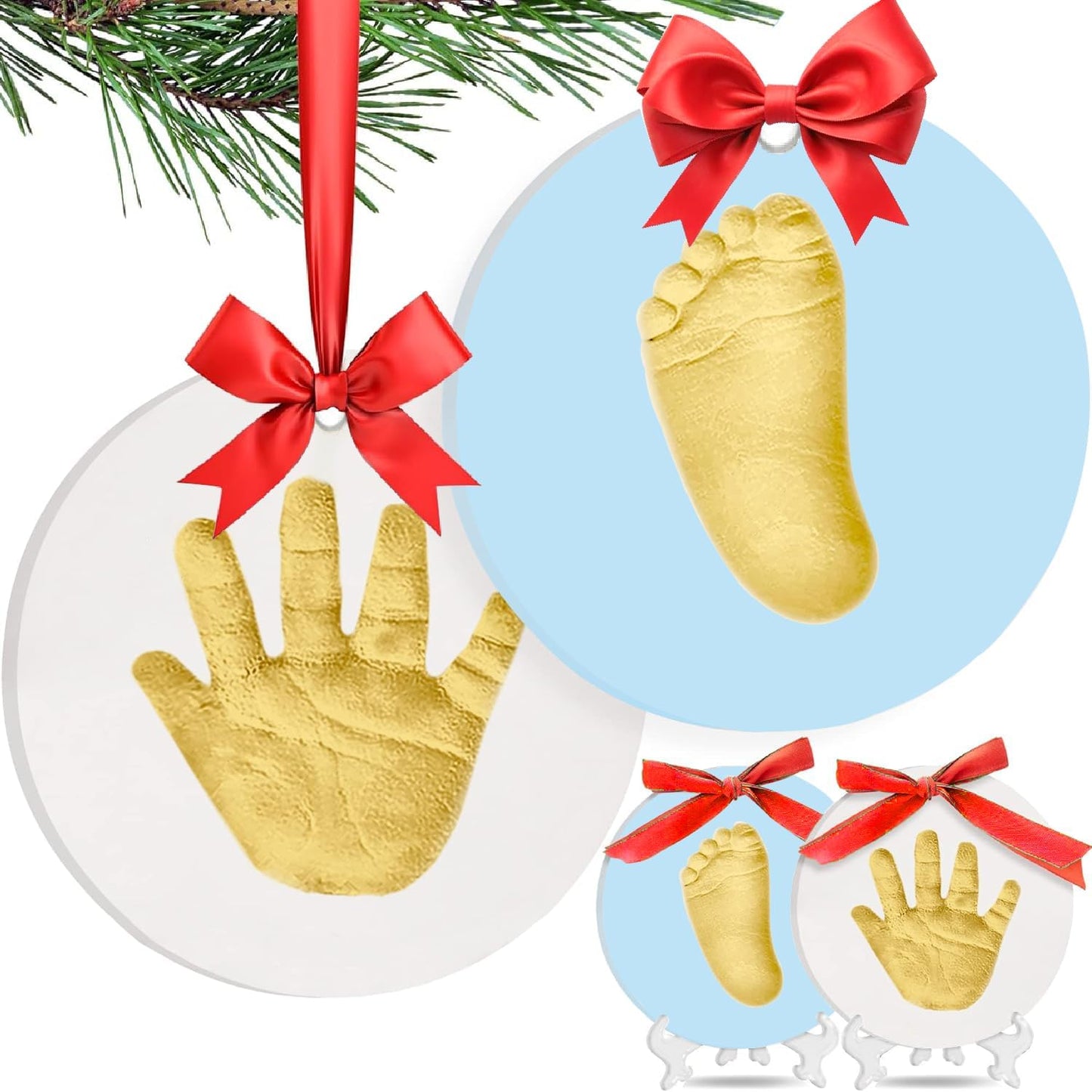 Elfzone Inkless Hand and Footprint Kit - Baby Handprint Stamp or Footprint Keepsake Kit, Easy No-Bake DIY Clay Impression, Paw Print kit for Dogs and Cats