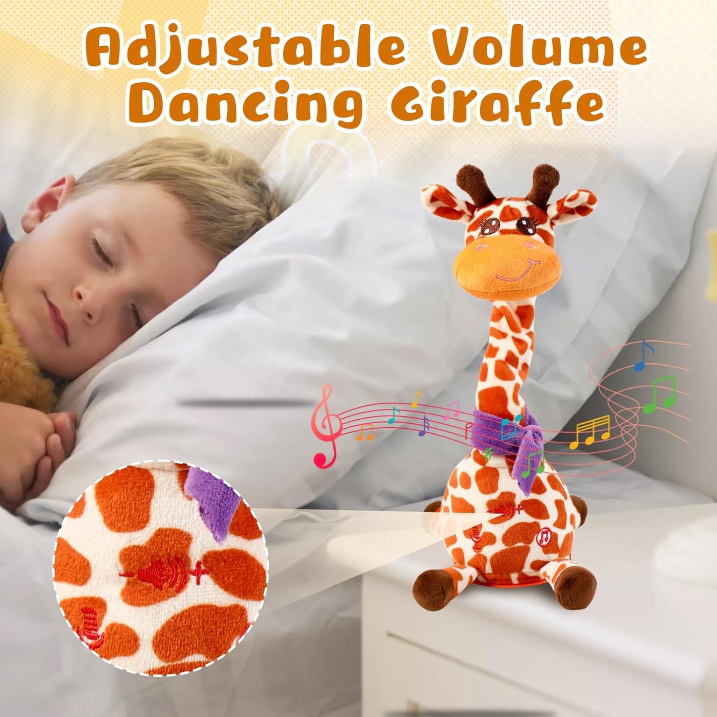 Dancing Giraffe Musical Toys Recording and Repeating Plush Baby Toys 6 to 12 Months Toys, Singing Talking Giraffe Baby Developmental Toy,Valentines Day Decor/Gift for Friend