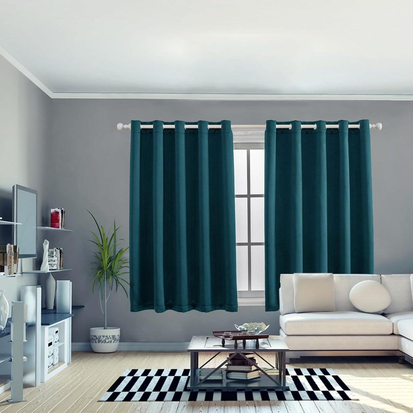 Anytime 100% Blackout Curtain Set, Thermal Insulated & Energy Efficiency Window Draperies for Guest Room, Full Shading Panels for Shift Worker and Light Sleepers（Greyish Blue, 2 Panels, 70W x 63L）