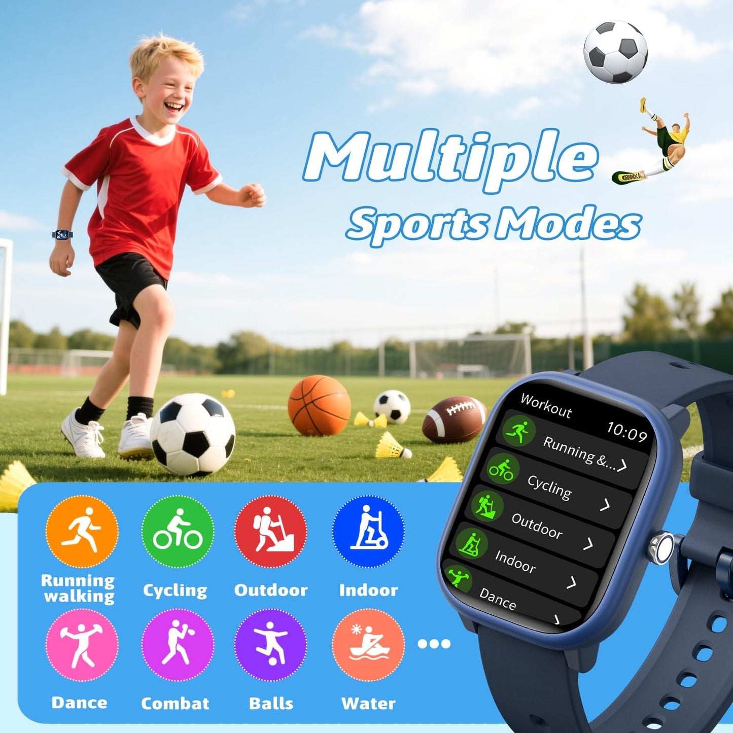 Smart Watch for Kids Girls Boys No APP/Phone Needed, 1.8" IP68 Waterproof Sport Kids Watch Pedometer, Heart Rate, Sleep Monitor, Step Counter, 12 Puzzle Games for Girls Boys Teens 6-16