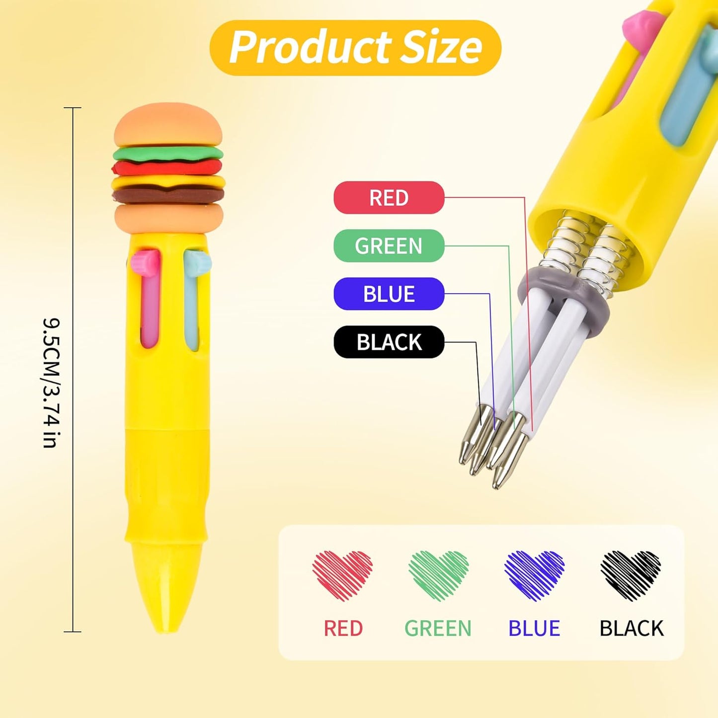 LiYiQ 100 PCS Multicolor Pen in One Fun 4-in-1 Cute Pens Bulk Kawaii Cool Ballpoint Pens for Kids Fun Gifts